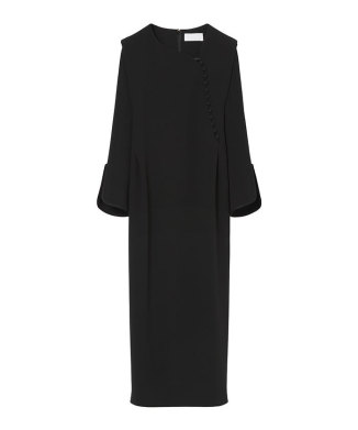 Triacetate Polyester Asymmetrical Neck Dress