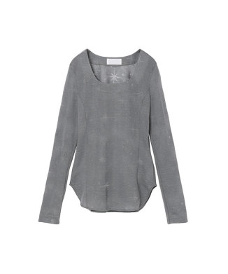 Starry Jersey Square Neck Sheer Top