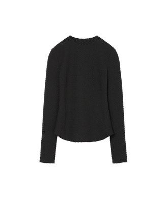 Shirring Jersey Jacquard Long Sleeve Top