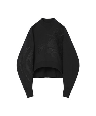 Floral Embroidery Short Sweat Top