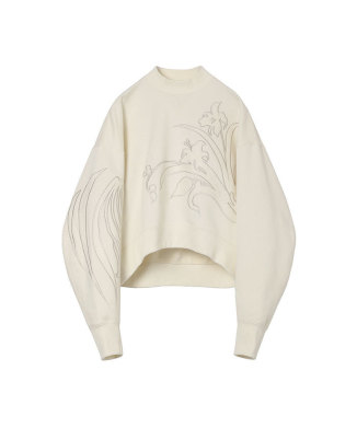 Floral Embroidery Short Sweat Top