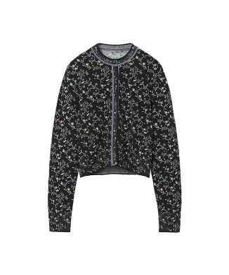Floral Motif Glitter Knit Cardigan
