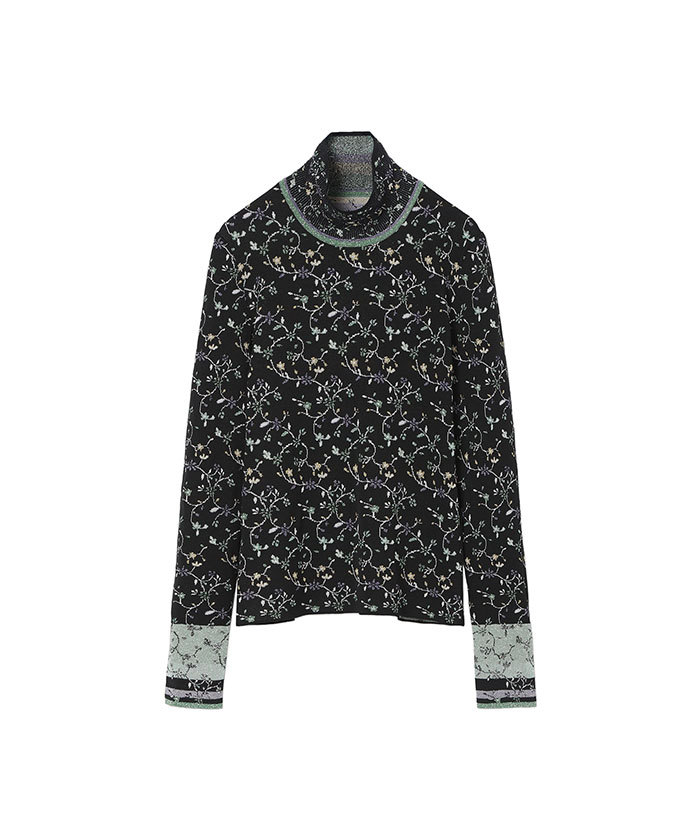 Floral Motif Glitter High Neck Knit Top(F261A076)｜阪急百貨店公式