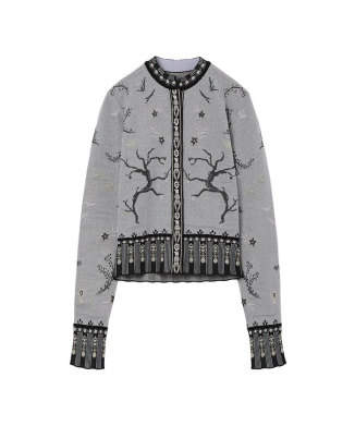 Layered Jacquard Knit Cardigan