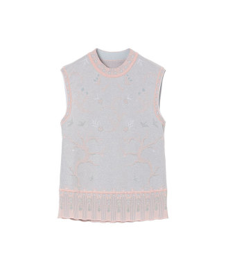 Layered Jacquard Sleeveless Knit Top