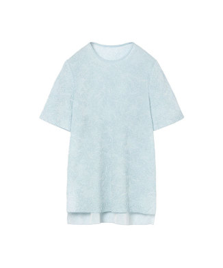 Floral Jacquard Sheer Short Sleeve Knit Top