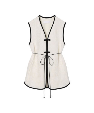 Raised Jacquard Frog Button Vest