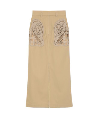 Cording Embroidery Detailed I-line Skirt