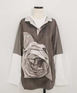 ROSE RUGBY TROMPE L'OEIL PRINT LONG SLEEVE T-SHIRT