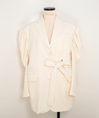 BACK CUTOUT DRAPED SLEEVE BOW JACKET