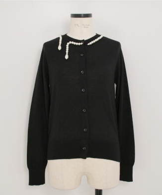 CLASSIC MERINO SILK CARDIGAN W/ EMB