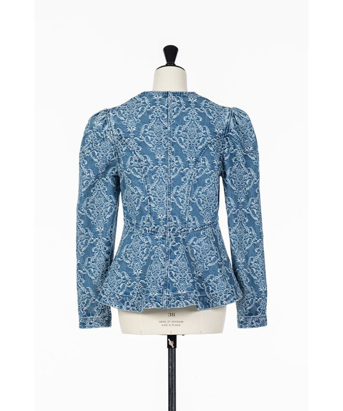 m*a様 DAMASK-JACQUARD DENIM PEPLUM JACKET DAMASK-JACQUARD DENIM PEPLUM JACKET(F261S041)｜阪急百貨店公式通販