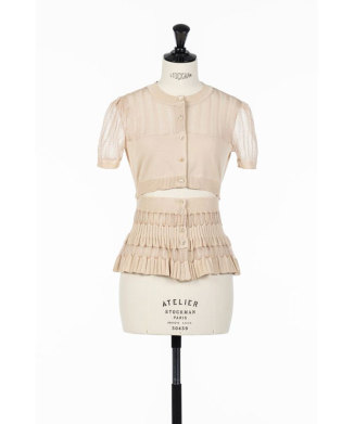 CONVERTIBLE SHEER STRIPE KNIT CARDIGAN