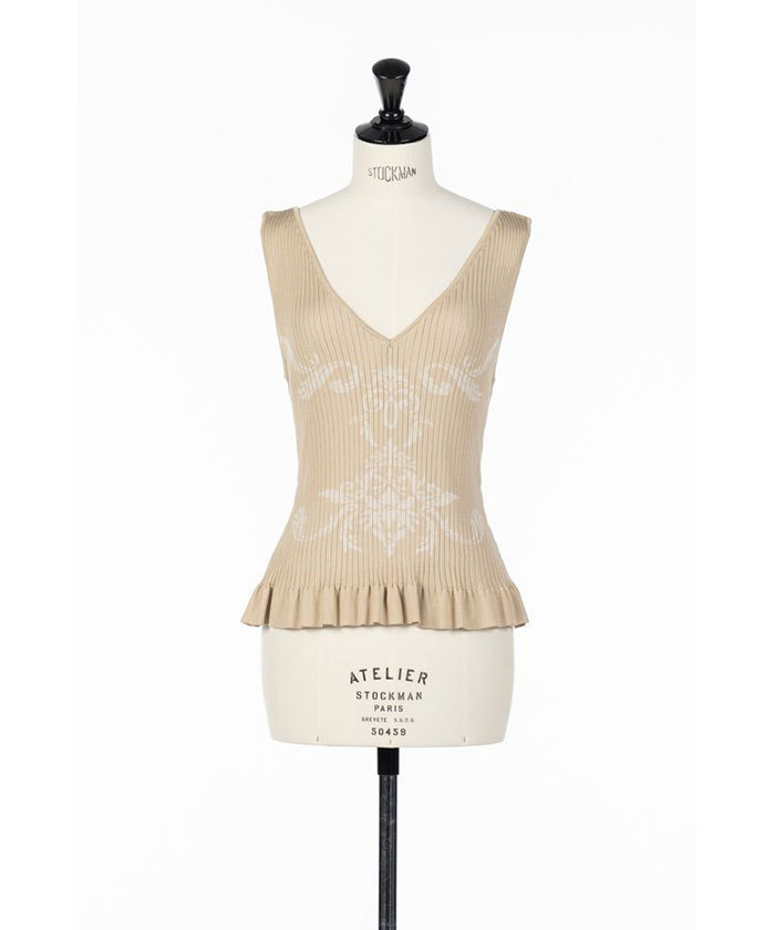 DAMASK-PATTERN RIB KNIT SLEEVELESS TOP(F261S048)｜阪急百貨店公式