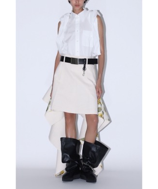 Canvas bonding ruffle skirt