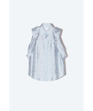 Flower print roll sleeve shirts