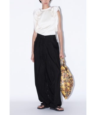 Satin stretch roll sleeve tops