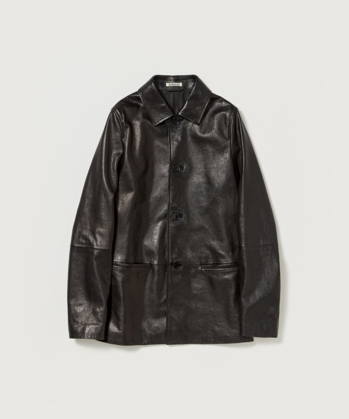 ジャケット・アウター AURALEE TEXTURED LAMB LEATHER BLOUSON Textured Lamb Leather Blouson(3(MEN) Black/ブラック): AURALEE