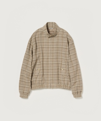 SILK LINEN NEP CHECK ZIP BLOUSON