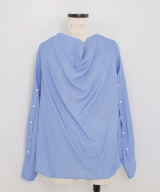 TWILL COWL NECK BLOUSE