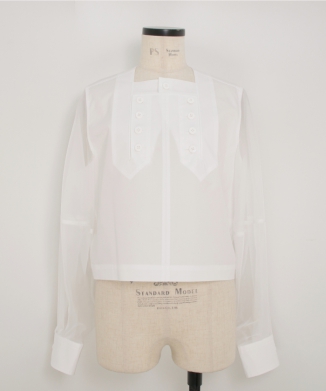 T/C SHEER SLEEVE SAILOR CROPPED BLOUSE