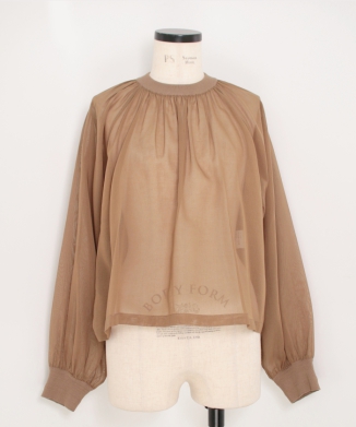 COTTON VOILE SHIRRED BLOUSE