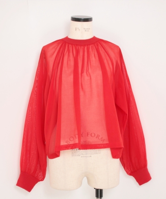COTTON VOILE SHIRRED BLOUSE