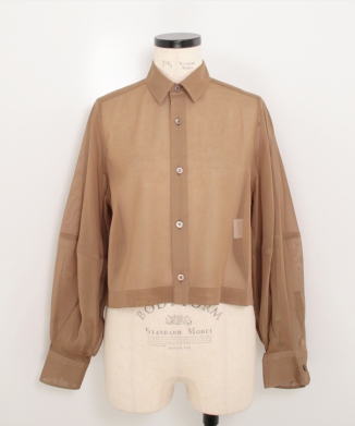 COTTON VOILE BALLOON SLEEVE SHIRT