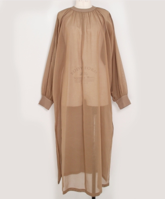 COTTON VOILE SHIRRED DRESS