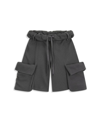 ROLLED WAIST WAFFLE CARGO SHORTS