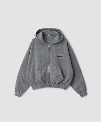 WASHED CROPPED ZIP HOODIE