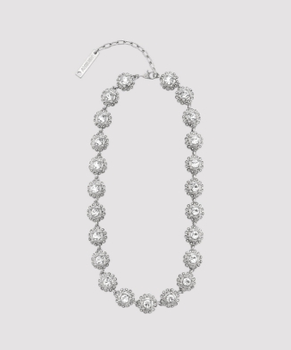 CRYSTAL FLOWER LINK SHORT NECKLACE