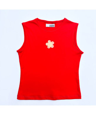 CREW NECK FLOWER PATCH TANK