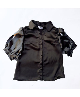 RIBBONY PUFFSLEEVE BUTTON-UP