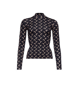 MOON PRINTED JERSEY LS HIGHNECK TOP