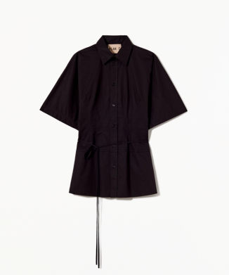 セルフタイベルト付きポプリンシャツ