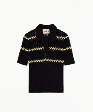 オープンニットポロ