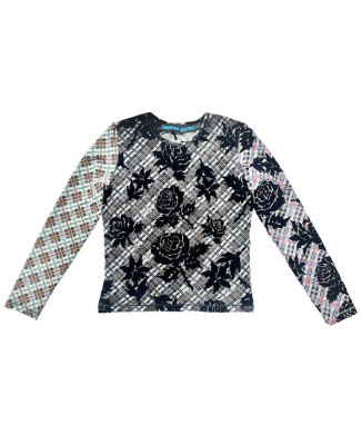 Picnic Plaid Flocked Mesh LS Top