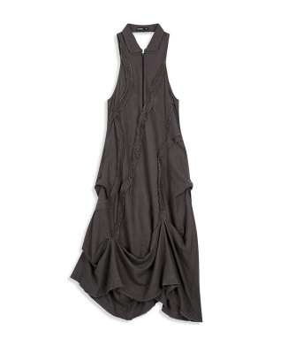 RUFFLE LINEN MAXI DRESS