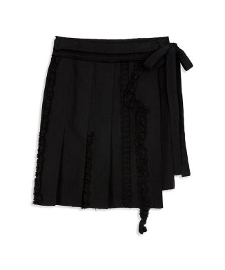 PLEATED LINEN WRAP SKIRT