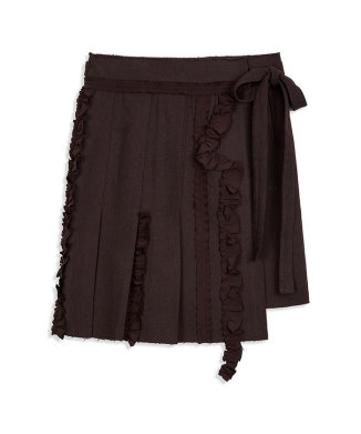 PLEATED LINEN WRAP SKIRT