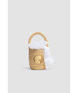 ICONIC BUCKET BAG IN RAFFIA