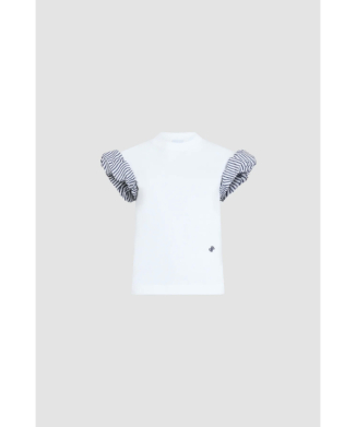 COTTON T-SHIRT WITH FAILLE SLEEVE DETAILS