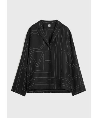 Monogram silk pj top