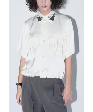 Satin fringe shirt