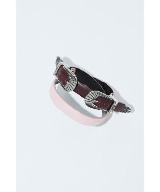 Double buckle leather bangle