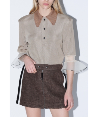 Glossy rib polo shirt