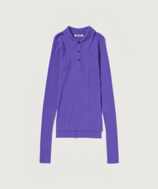 SUPER FINE WOOL HIGH GAUGE RIB KNIT POLO