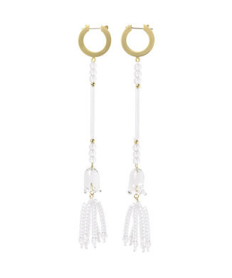 Floral Motif Long Glass Earrings