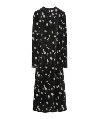 Velour Jersey Floral Dress
